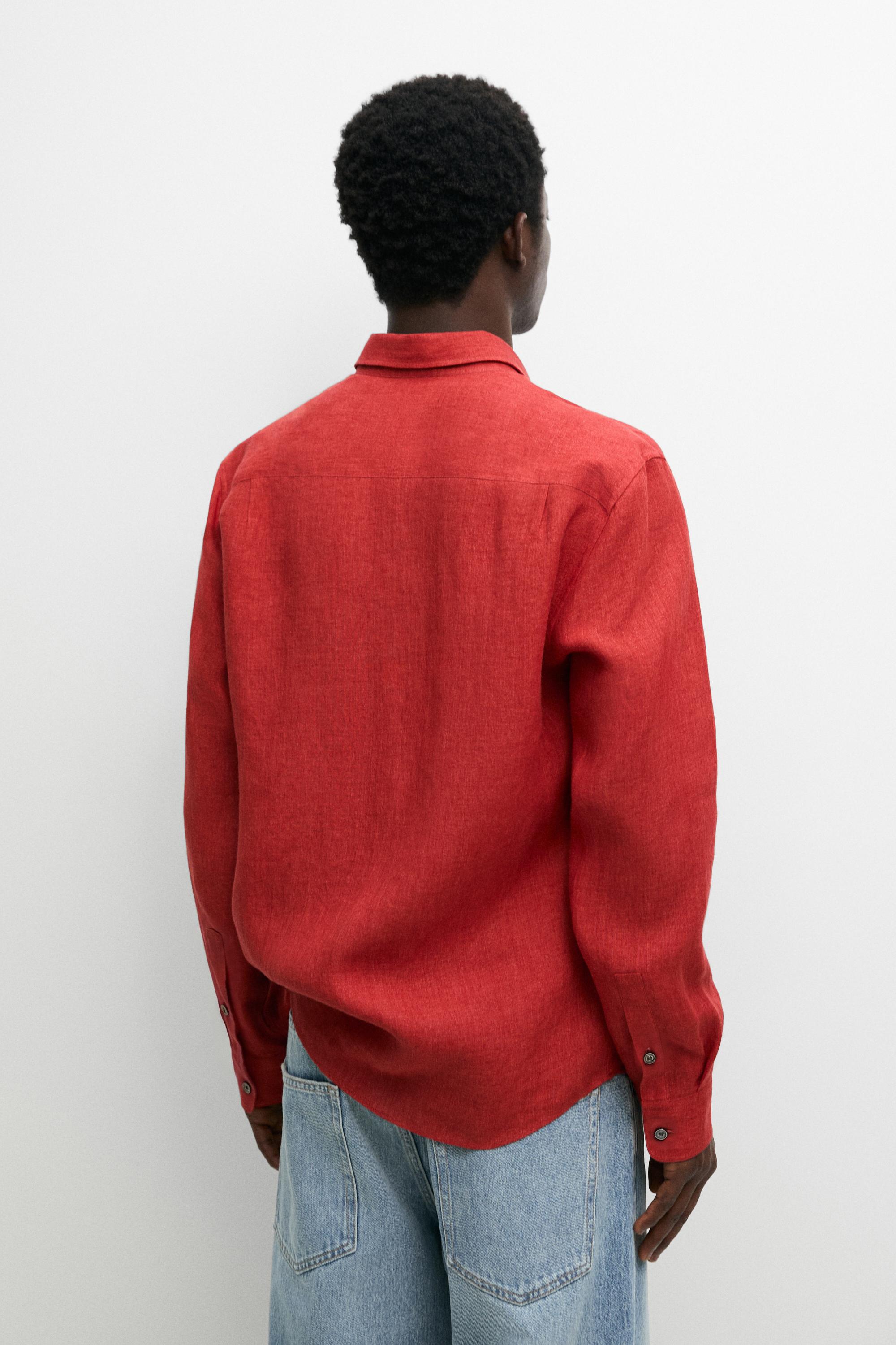 Regular fit 100% linen faded shirt